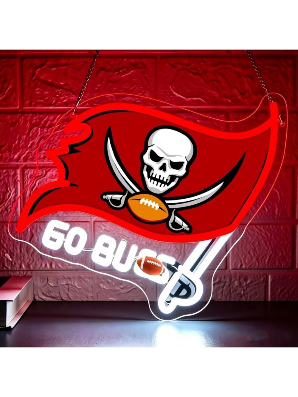 Neon Football Wall Decor Light | Vibrant Tampa Sports Sign for Man Cave